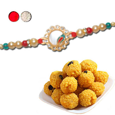 "Rakhi - ZR-5610 A (Single Rakhi),500gms of Laddu - Click here to View more details about this Product